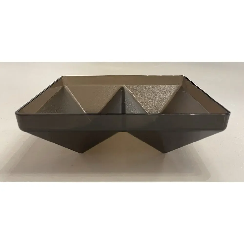VTG Tupperware Get Together 1386 1387 Black 2 Compartments Lid Divided Container